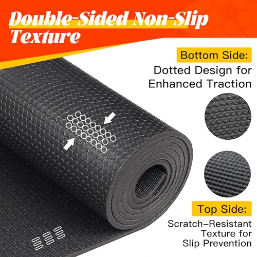 VTORY Extra Thick Large Exercise Mat, 6'x4'/7'x5'/8'x6'/10'x6'x8mm(1/3 inch) , Non-Slip, PVC, Ultra Durable, Heavy-Duty Mat, Shoes-Friendly, High-Density, Large Wide Yoga Mat, Workout Mat for Home Gym, Cardio, Strength, HIIT, MMA - size: 6'x4'x8mm