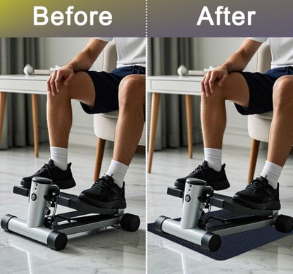 Double-Sided Non Slip Mat for Stepper Exercise Machine & Under Desk Mini Elliptical Exercise Equipment, Small Workout Floor Protection Mat for Seated Pedal Exerciser, Indoor Cycling Bike