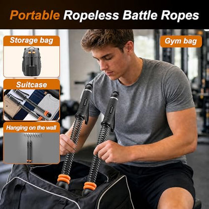 Portable Ropeless Battle Ropes, Cordless Weighted Workout Rope for Home Gym, Adjustable Resistance Training Equipment for HIIT, Cardio, Core & Full-Body Strength Fitness