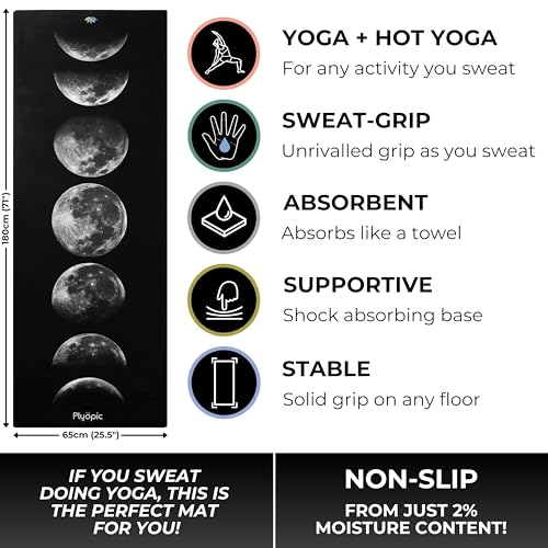 Plyopic. All In One Yoga Mat | Luxury Sweat-Grip Mat/Towel Combo | Ideal for Yoga, Hot Yoga, Bikram, Pilates, Workout & Exercise | Eco-Friendly Natural Rubber