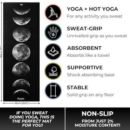 Plyopic. All In One Yoga Mat | Luxury Sweat-Grip Mat/Towel Combo | Ideal for Yoga, Hot Yoga, Bikram, Pilates, Workout & Exercise | Eco-Friendly Natural Rubber