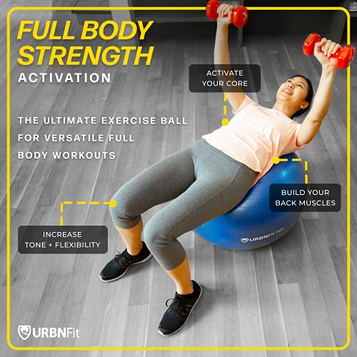 URBNFit Exercise Ball - Yoga Ball for Workout Pregnancy Stability - AntiBurst Swiss Balance Ball w/ Pump - Fitness Ball Chair for Office, Home Gym