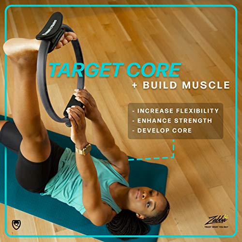 Pilates Ring - 12" Magic Circle w/Dual Grip, Foam Pads for Inner Thigh Workout, Toning, Fitness & Pelvic Floor Exercise - Yoga Rings w/Bonus Exercise Guide - color: Black