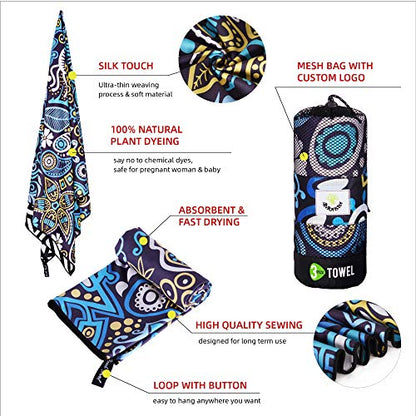 4Monster Camping Towels 3 Size at 1 Pack,Quick Dry Microfiber Towel,Beach Travel Towel Ultra Compact,Soft Gym Towel for Hiking Yoga Travel Sports Backpacking Trip and Pool