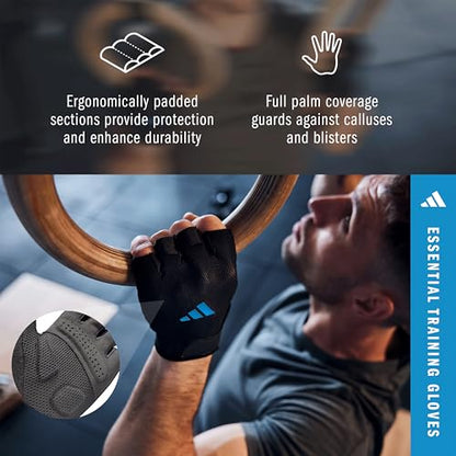 adidas Essential Training Gloves - color: Blue, size: Small