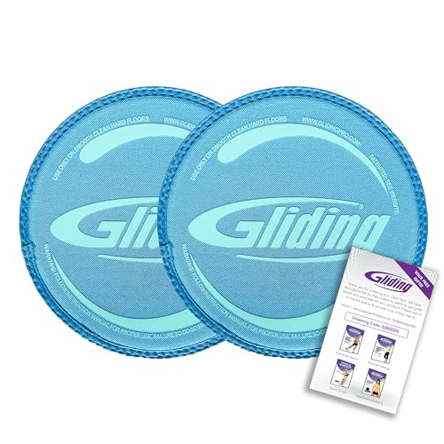 Gliding Discs for Working Out - Exercise Sliders for Carpet & Hardwood Floors 1 Pair, Authentic Workout Sliders Disc for Full Body Resistance Workout, Includes 4 Streaming Video Workouts - color: Blue (Hardwood), style: Hardwood & Tile Floors