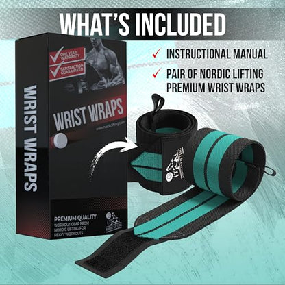 Wrist Wraps (1 Pair/2 Wraps) – Lifting Wrist Wraps with Thumb Loop for Weightlifting, Powerlifting & CrossFit – Durable Wrist Support Straps for Men & Women – Gym Essentials for Heavy Lifts