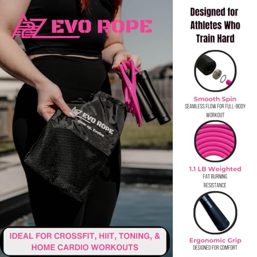 Evo Rope | 1.1LB Weighted Jump Rope for Women & Men – Adjustable 10mm Heavy PVC Skipping Rope for Fitness, Ideal for High-Intensity Training, MMA, Boxing, CrossFit, Weight-loss Workouts
