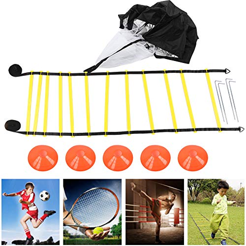 Agility Ladder, Speed Training Equipment Set, Speed Ladder with 19.7 Feet Steps, Football Cones, Running Umbrella,