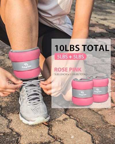 Ankle Weights, 1/2/3/4/6/8/10 LB 1 Pair Wrist Leg Arm Weight for Women, Men - color: Pink, size: 5 lbs x2