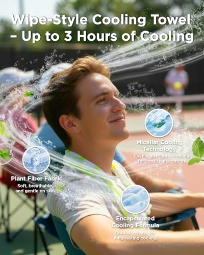 Warping Point CoolRush Towel, Instant Cold Neck Wrap for Hot Weather, Long Lasting Large Cooling Body Wipe, Chilly Wet Rag For Sports, Pickleball, Spectators, Marathons, Festival, Party