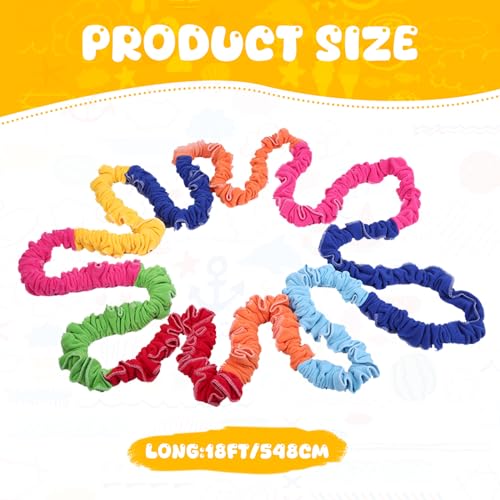 18ft Elastic Fleece Cooperative Stretchy Band Integrations Dynamic Movement Exercise Latex Creative Prop for Group Activities Special Needs Large Motor Coordination - size: 18ft