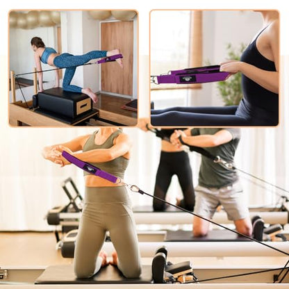 Durable Pilates Double Loop D-Ring Straps - Padded Handles for Reformer, Yoga & Home Gym Workouts