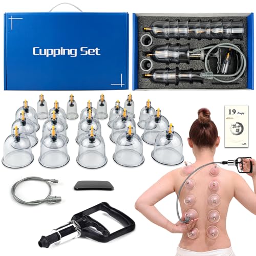 Cupping Set, 19 Cups Cupping Kit for Massage Therapy, Cupping Therapy Set with Pump for Back Massage, Pain Relief, Physical Therapy - size: 19 Cups