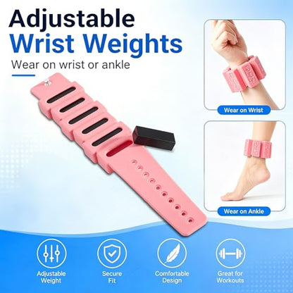 Water Aerobics Set – 2 EVA Foam Aqua Dumbbells & 2 Adjustable Wrist Ankle Weights, Pool Exercise Equipment for Aquatic Fitness Swimming Training for Adults Seniors