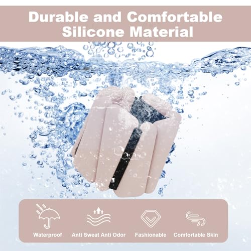 Wrist Weights Set of 2(1Lb Each), Adjustable Wrist and Ankle Weights Set for Women and Men, Wearable Silicone Wrist Bangles for Yoga, Dance, Pilates, Swimming, Cardio, Aerobics, Gym