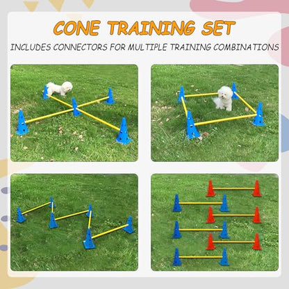Dog Agility Hurdle Cone Set, Dog Agility Backyard Set Include Height cossbar Agility Rods, Dog Agility Equipment for Rehabilitation & Beginners(Blue+Orange) - color: Blue+Orange
