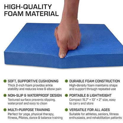 Stability Trainer Pad - Foam Balance Exercise Pad Cushion for Therapy, Yoga, Dancing Balance Training, Pilates,and Fitness (Blue)