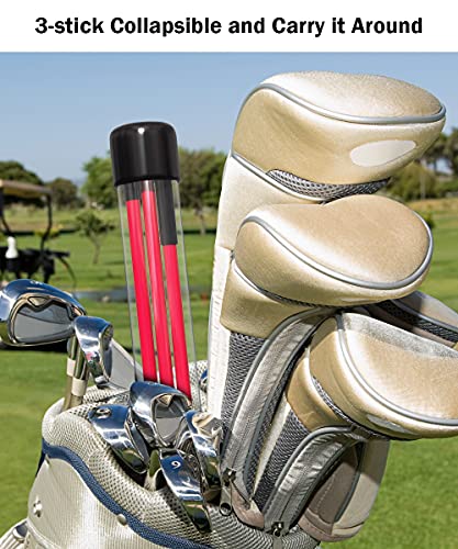 Golf Alignment Sticks - 48" Collapsible Golf Practice Rods for Aiming, Putting, Full Swing Trainer, Posture Corrector with Clear Tube Case, Golf Training Equipment