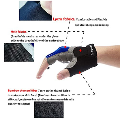 Men & Women Cycling Gloves - 5mm Padded Half Finger Breathable Mountain & Road Biking Gloves