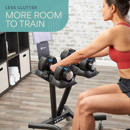 Lifepro PowerFlow Pro Stand — Adjustable Dumbbell Stand & Rack with Locking Wheels Phone/Tablet Holder — Compatible with PowerFlow Plus, PowerUp Plus & Other Brands – Smart, Space-Saving for Home Gym