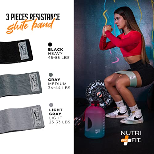 NutriFit Plus Fabric Resistance Bands Set – 3 Booty Bands for Glutes & Legs, Non-Slip, Carry Bag