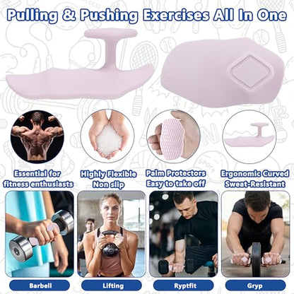 Large Anti-Slip Gym Workout Grips for WeightLifting,Silicone Hand Protector - color: Pale Pink