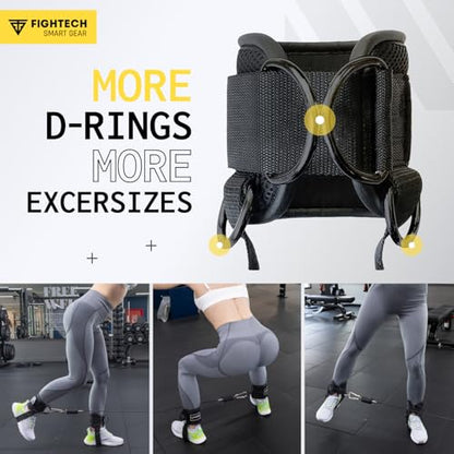 FIGHTECH Ankle Straps Cable Machine Attachment for Gym - Cable Kickback Ankle Straps - Padded Ankle Cuffs for Glute Kickbacks and Leg Workouts - color: Pro Black