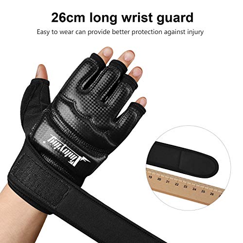 Punch Bag Boxing Martial Arts MMA Sparring Grappling Muay Thai Taekwondo Training PU Leather Wrist Wraps Gloves - color: Black, size: Small