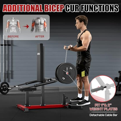 SD01 Seated Dip Machine, 400LBS Strength Training Upper Body Machine with Tricep Dip Press & Cable Bar for Home Gym, Compact Design for Chest, Biceps, and Triceps Workout