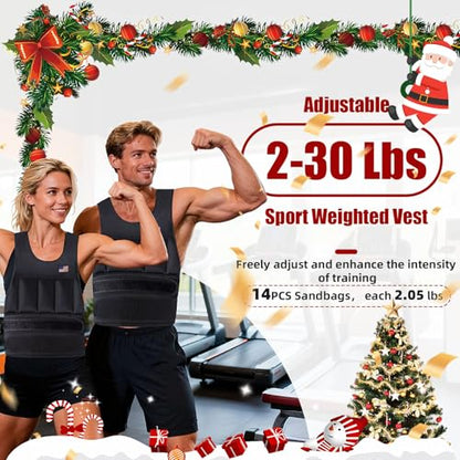 Adjustable Weighted Vest for Men Women,2-30 Lbs Adjustable Weighted Vest with Straps Womens Running Weight Vest for Walking Strength Training Fitness