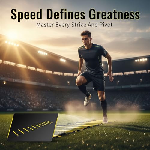 Agility Ladder for Speed and Balance Training, 19.7 ft PE Multi-Sport Footwork Ladder with Storage Bag, 16.5 in Wide Soccer Agility Training Equipment for Youth Athletics and Child Coordination Drills