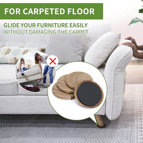 Furniture Sliders for Carpet 8 PCS - 3 1/2" Beige Coffee - size: 8 PCS 3 1/2 inch Beige Coffee