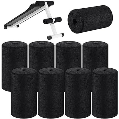 Deekin 8 Pieces Foam Foot Pads Rollers Set High Density Foam Roller for Gym Exercise Machines Equipment Replacements Exercise Massage Muscle Recovery, 6.3" x 3.4" OD x 0.87" ID