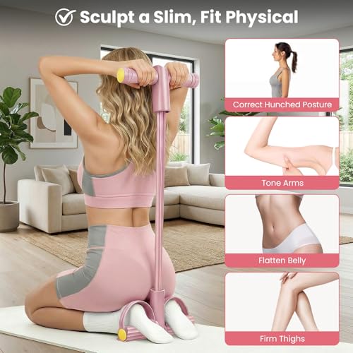 2026 Upgraded 8-Tube Pedal Resistance Bands with Handles - Ultra-Strong Tension for Full-Body Workout - Ideal for Home, Office & Travel Fitness (Pink)