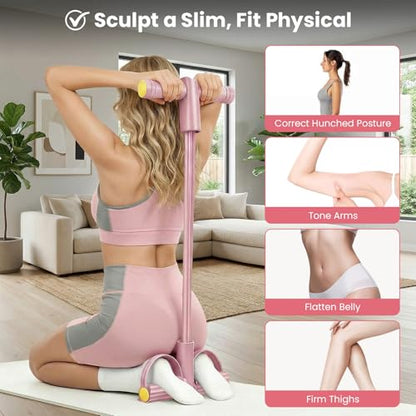 2026 Upgraded 8-Tube Pedal Resistance Bands with Handles - Ultra-Strong Tension for Full-Body Workout - Ideal for Home, Office & Travel Fitness (Pink)