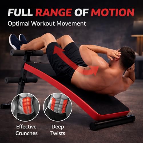 Decline Sit Up Bench Adjustable Ab Bench Foldable Core Trainer for Home Gym Crunches Leg Raises Strength Training 440 lb Weight Capacity