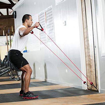 Lifeline Train Station with Two Easy-to-Attach Door Straps for Constant Tension to Build Muscles Pink, 30lb (13.60 kg)