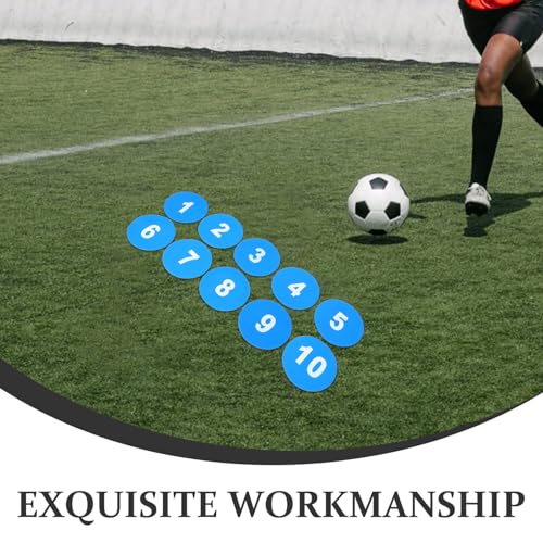 10pcs Flat Soccer Training Markers Numbered Agility Spot Cones 23cm Non-Slip Blue Floor Dots for Football Speed and Agility Drills