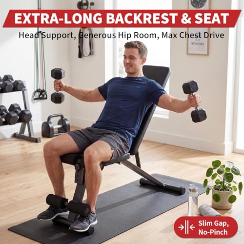 Adjustable Weight Bench, Foldable Flat Incline Decline Workout Bench & All-in-One Home Gym Training Station, Multi-Style & Weight Capacity Optional for Full Body Strength Training