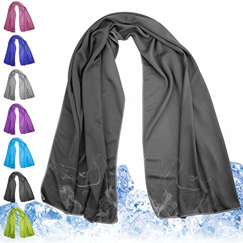 Large Cooling Towel for Neck and Face, 43.3 x 15.7 in, Dark Gray - color: Dark-gray