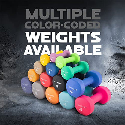 Yes4All Neoprene Coated Dumbbell Hand Weight Sets of 2 - Multiple Weight Options with 15 Colors, Anti-roll, Anti-Slip, Hexagon Shape