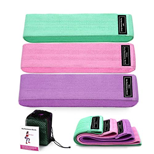 Resistance Bands for Legs and Butt - Fabric Exercise Set, Thick Wide Stretch Fitness, Non-Slip Workout Loop, Booty Hip Bands for Women at Home or Gym- 3Pack