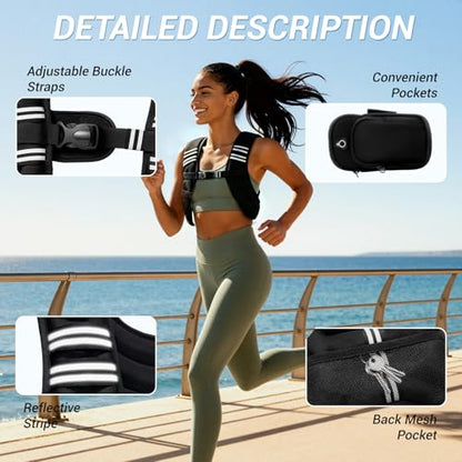 Weighted Vest, Adjustable Body Weight Vest with Reflective Stripe, 8/12/16/20lb for Men Women, Running Vest Woman for Strength Training, Workout, Jogging, Walking, Fitness Equipment, Gym, Muscle Building, Weight Loss, Weightlifting - size: 12LB