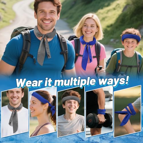 6 Packs Cooling Neck Wraps with Ice Polymer for Hot Weather - Long Lasting Cooling Towels, Neck Cooler for Women Men Summer Heat Sports Camping Working Outdoor