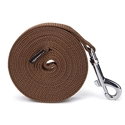Strong Durable Nylon Dog Training Leash, 1 Inch Wide Traction Rope, 6 ft 10ft 15ft Long, for Small and Medium Dog (Brown, 10 Feet)