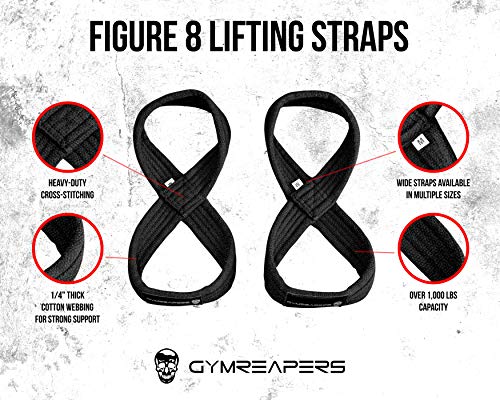 Gymreapers Figure 8 Lifting Straps For Deadlift, Powerlifting, Strongman, & Cross Training Strong Weightlifting Wrist Straps For Men, Women