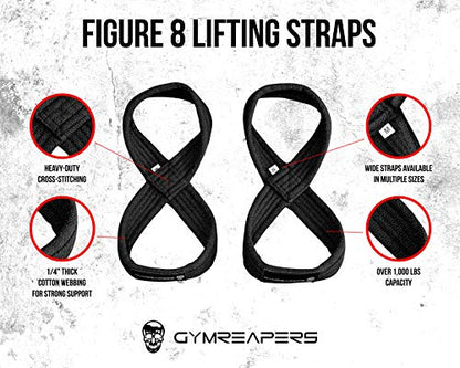 Gymreapers Figure 8 Lifting Straps For Deadlift, Powerlifting, Strongman, & Cross Training Strong Weightlifting Wrist Straps For Men, Women