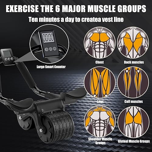 Elbow Support Automatic Rebound Abdominal Wheel，Ab Roller for Abdominal Exercise Machine，Abs Workout Equipment，Dolly Core Strengthening Trainer Fitness Belly Training