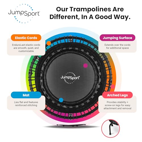 JumpSport 39" PRO Fitness Trampoline, 370 PRO, Exercise Rebounder, 36 Adjustable Bungees, 300 lb Wt. Rating